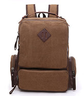 TELOSPORTS Canvas Laptop Backpack Vintage Business Computer Bag College Bookbags School Bags Casual Daypack Rucksack Travel Hiking Mountaineering Knapsack for Men Women (Coffee)